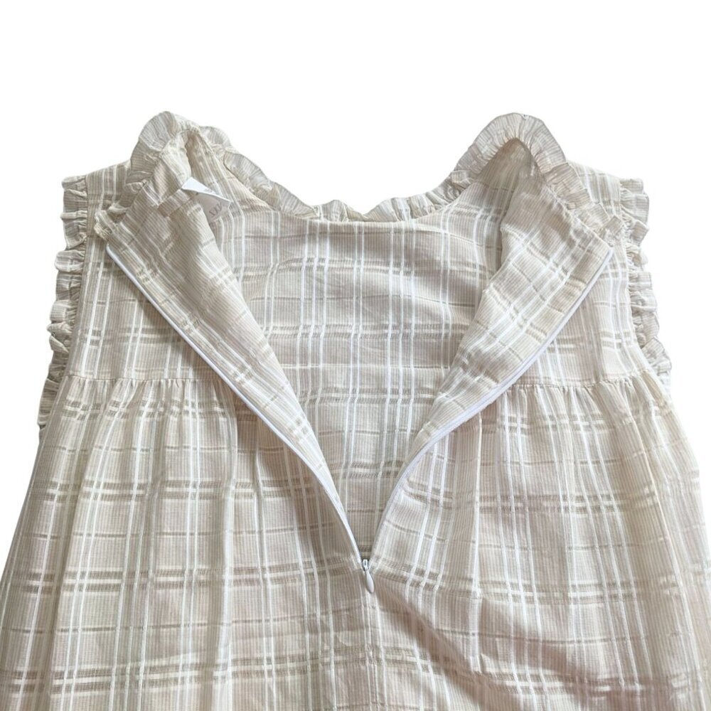 Ethereal LISA MARIE FERNANDEZ Ivory MacPherson Plaid Boho Smock Midi Dress - Picture 5 of 10